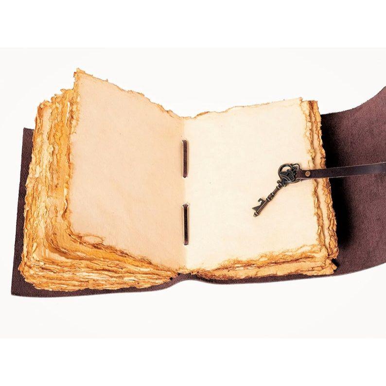 Vintage Leather Journal - Custom Journal Notebook - Handmade Antique Deckle Edge Paper - Gifts for Her Him