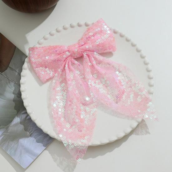Girls Hair Pin Shiny Sequins Lightweight Breathable Fabric Hair Clip Bow Hair Accessories Party Photo Prop