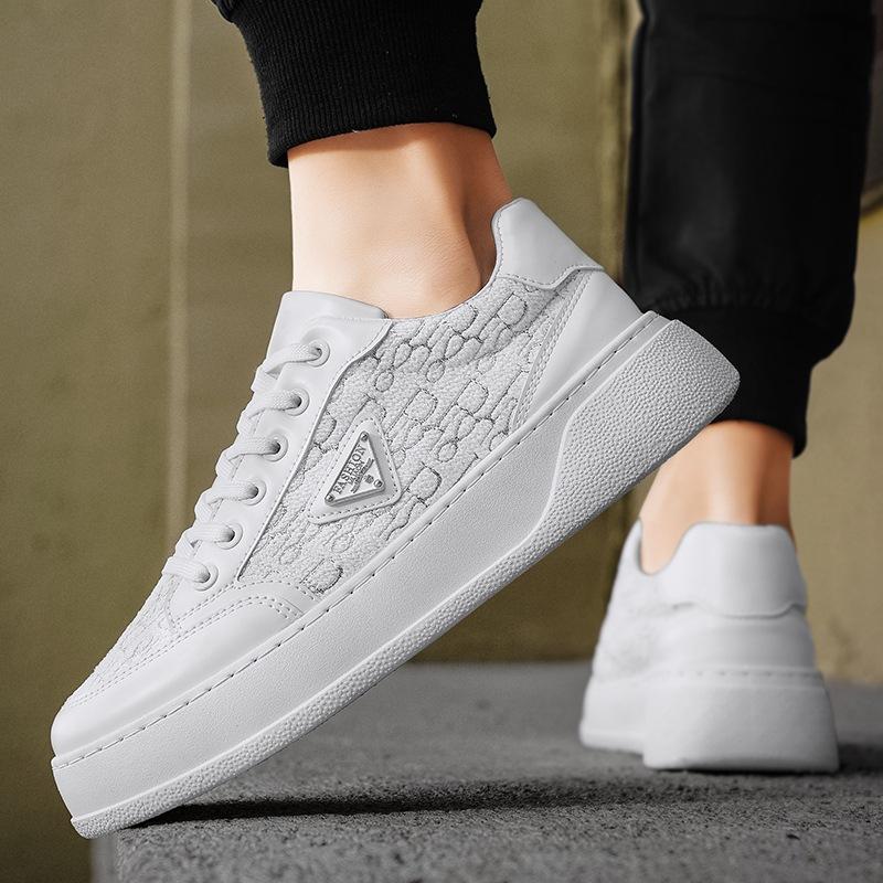 

Men s shoes leather surface niche versatile casual board shoes student platform heightening trendy shoes men s 2025 new spring white shoes 44