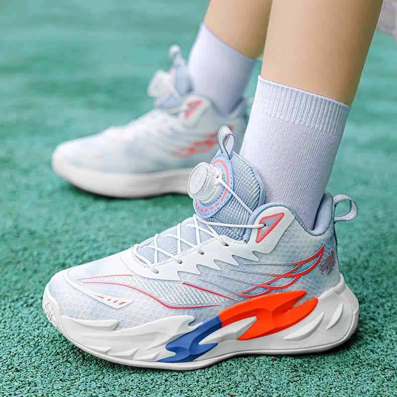Children's basketball shoes New middle-aged and older children's mesh breathable non-slip shock-absorbing running shoes Men's and girls' training shoe