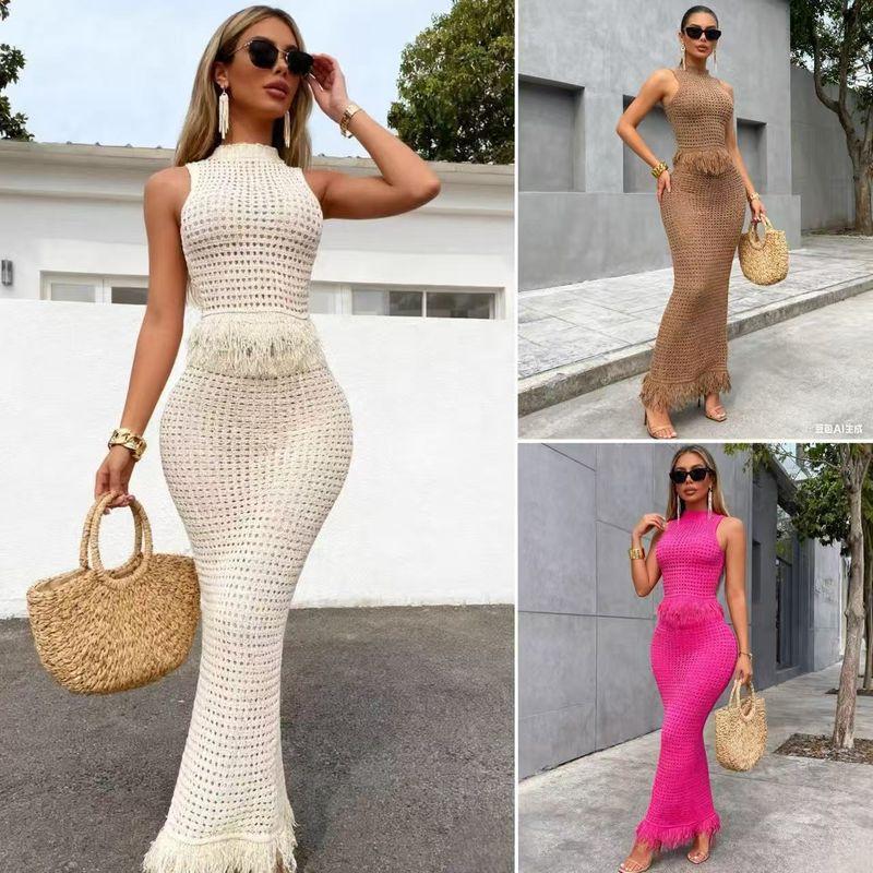 Fashion New Arrival Fashionable Knitted Tassel Vest Skirt Suit Knitted Vest and Skirt Set