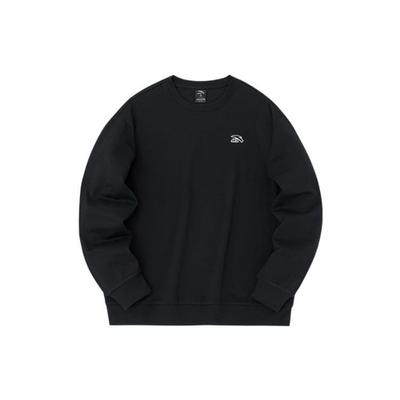 Anta Lifestyle Series Solid Color Crew Neck Pullover Long Sleeve Sweatshirt Unisex Sweatshirt Black 972348710-6