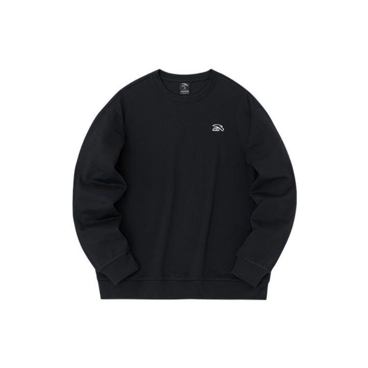 Anta Lifestyle Series Solid Color Crew Neck Pullover Long Sleeve Sweatshirt Unisex Sweatshirt Black 972348710-6
