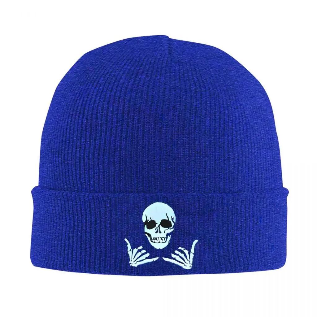 New Skeleton Skull Hands Gestures Rock Roll Knitted Caps For Women Unisex Beanie Winter Hat Acrylic Warm Melon Cap