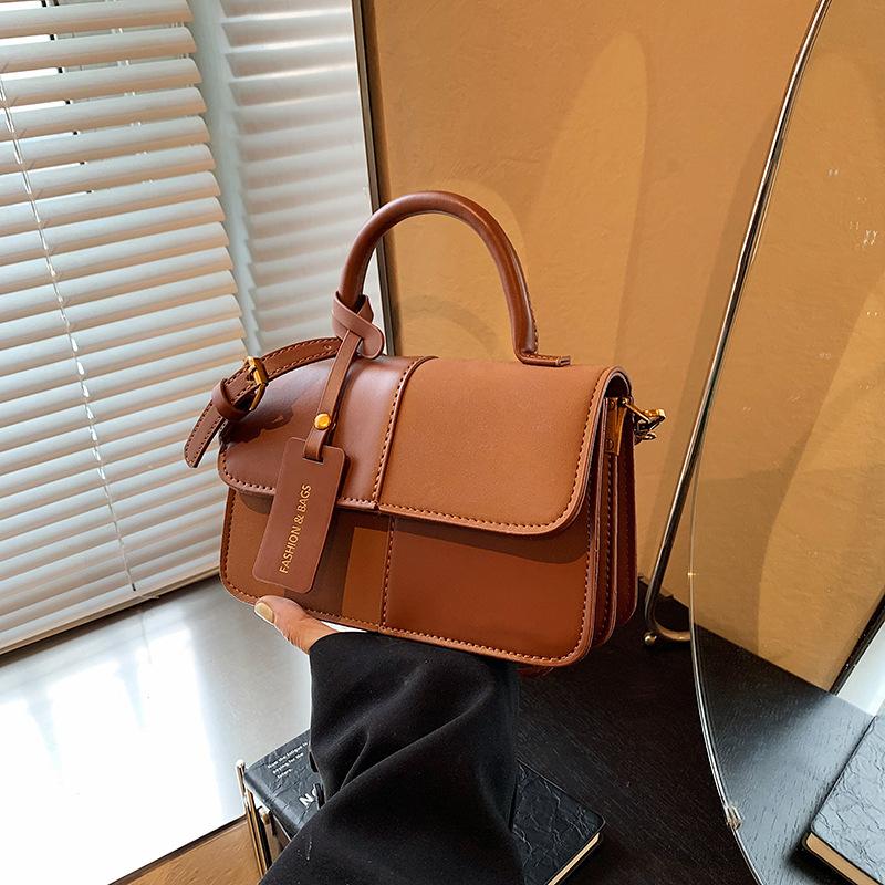 Premium Splicing Hand-Held Compact Square Bag Women'S Simple And Versatile Shoulder Bag Fashionable And Stylish Crossbody Bag X