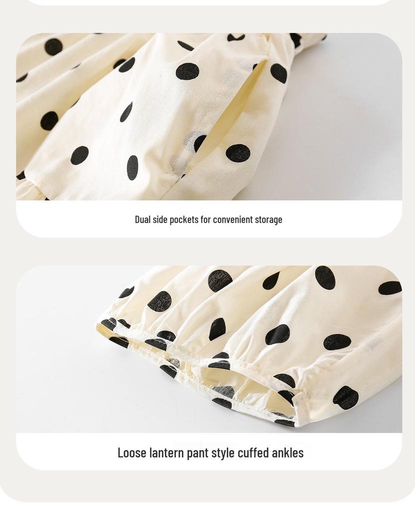 Kay Baby Girl Polka Dot Cotton Culottes - Summer 2025 Mosquito-Proof, Lightweight Thin Pants for Girls