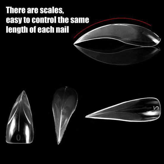 Yousheng 140 Pcs Stiletto Fake Nails Press on Clear Fake Fingernails Nail Extension False Nails Pre-shape Nail Tips for Full Cover Nail Art DIY Salon