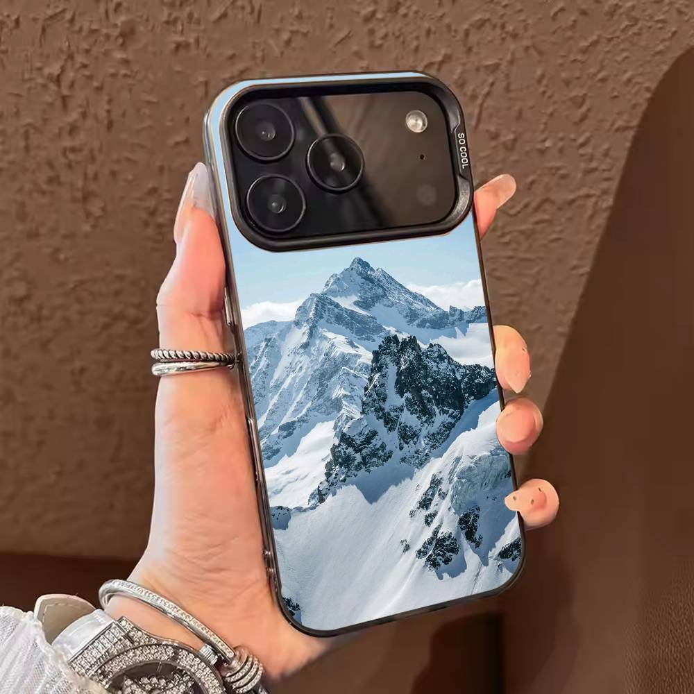 Winter Snow Mountain  Phone Case For iPhone 17,16,15,14,13,12,11,Pro Max,Plus Candy Silver Cover