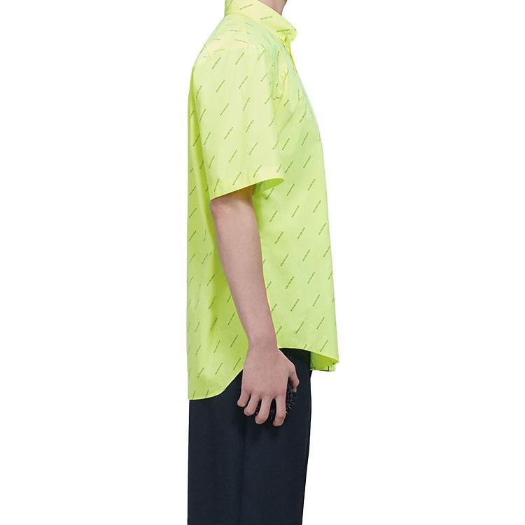 Balenciaga All Over Logo Shirt 'Neon Yellow' Men's 534332TILX67110