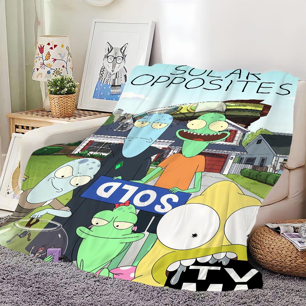 Blanket Funny For Soft Throw Blanket O-Opposites for Cartoon Picnic S-Solar Bed Sofa Home Bedroom Cozy Warm Comfortable