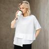 DIMANAF 2025 Übergröße Pullover Sommer T-Shirt Damen Asymmetrisch Uni Kurzarm Lockeres T-Shirt