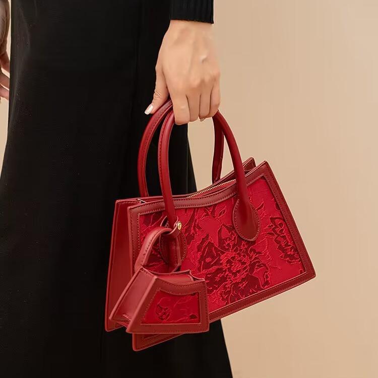 Red Bag Wedding Bag Zaizai Bag Fashion High-End Bride Bag Wedding Messenger Handbag Women'S Bag