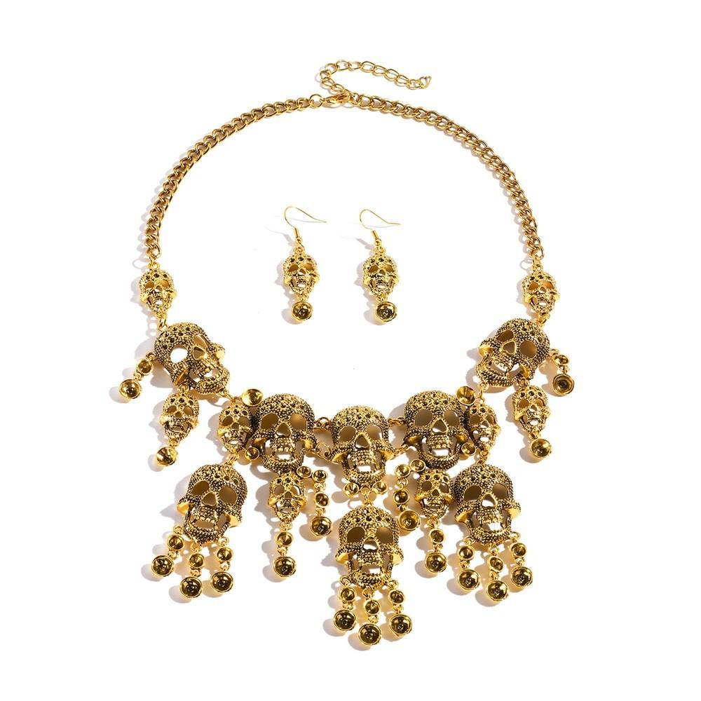 Skeleton Jewelry Gothic Collection With Pendant And Drop Earrings For Night Events Out