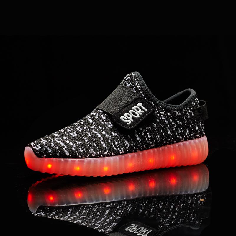 Size Kids Led Usb Recharge Glowing Shoes Children S Hook Loop Shoes Children S Glowing Sneakers Kids Led Luminous Shoes 25