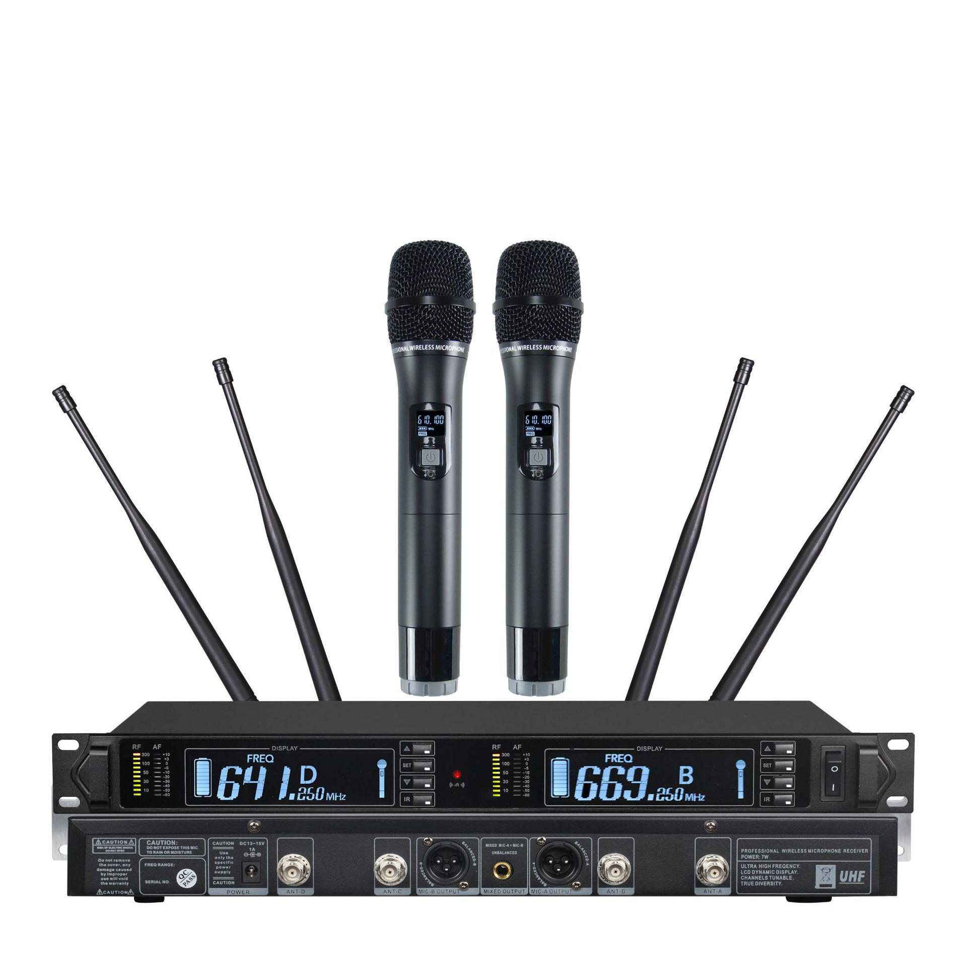 

True Diversity Dual Wireless Microphone System UR3500 with F Model Black Handheld