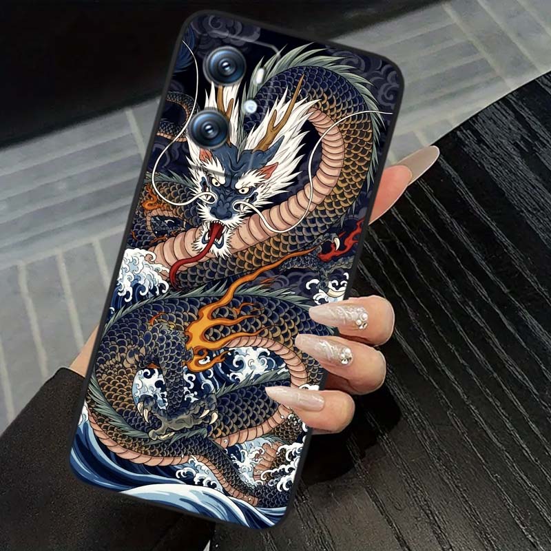 Fashion Dragon Illustration For OPPO Reno 5 6 7 A96 A40 A58 Realme GT A74 A78 Neo2 A74 A78 Find X5 X3 X7 X8 Black Phone Case
