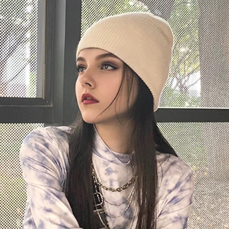 Women's Winter Wool Hat Trendy Korean Pullover Hat Versatile Cold Hat Korean Version Japanese Warm Confinement Knit Hat Autumn and Winter