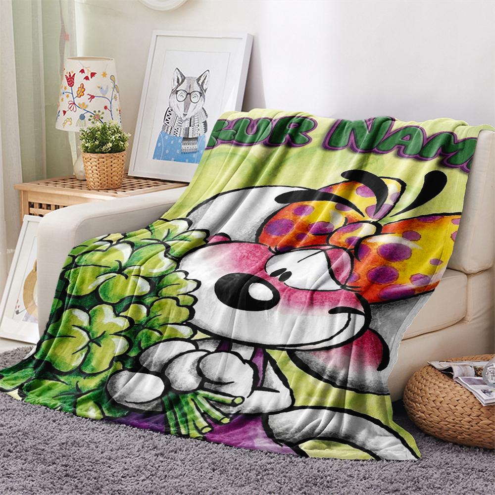 1PC Custom Name Diddl Patterned Flannel Blanket Suitable For All Seasons for Home Decor Warmth and Comfort Gifts Holiday Present