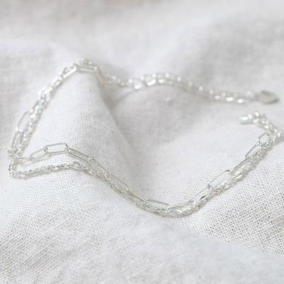 92,5 silver clip point dubbelradig kedja silverarmband flickväns födelsedag 100-dagars present silverarmband lagerarmband damarmband