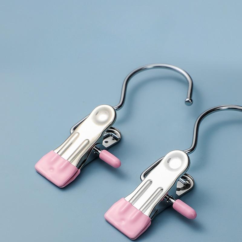 2 pinzas para ropa multiusos de acero inoxidable con resorte, antideslizantes, resistentes al viento