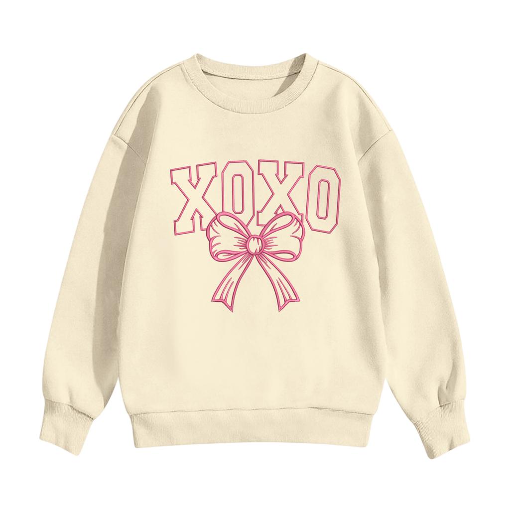 Children's Casual Round Neck Printed Pullover Long,sleeved Hooded Sweatshirt Top