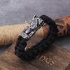 Never Fade Rock Viking Wolf Bracelet Men's Handmade Cord Can Open Wolf Mouth Punk Bracelets Biker Jewelry