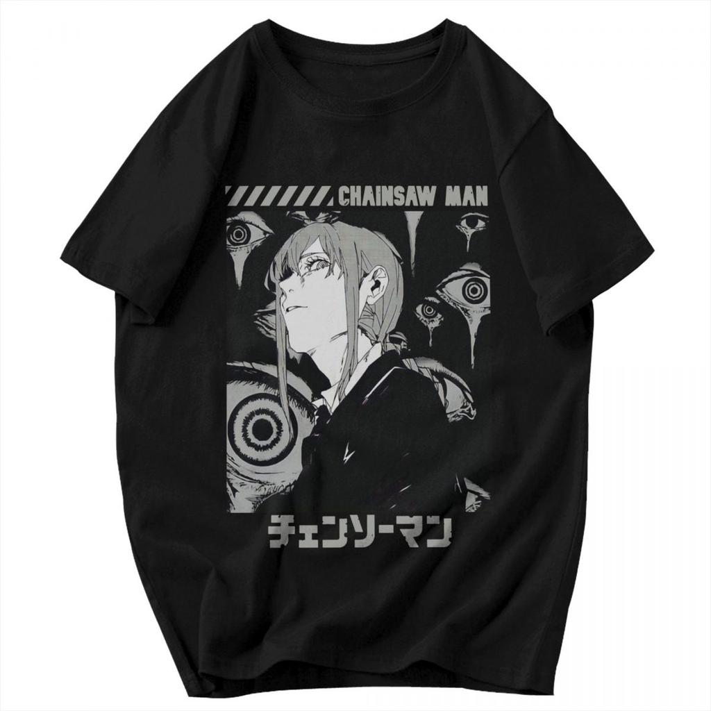 Men T Shirt Anime Chainsaw Man Makima Cotton Y2K Graphic Quality Unisex Tops T Shirts
