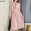Women Long Sleeve Blouse and Skirts Casual Two Piece Suit Sets