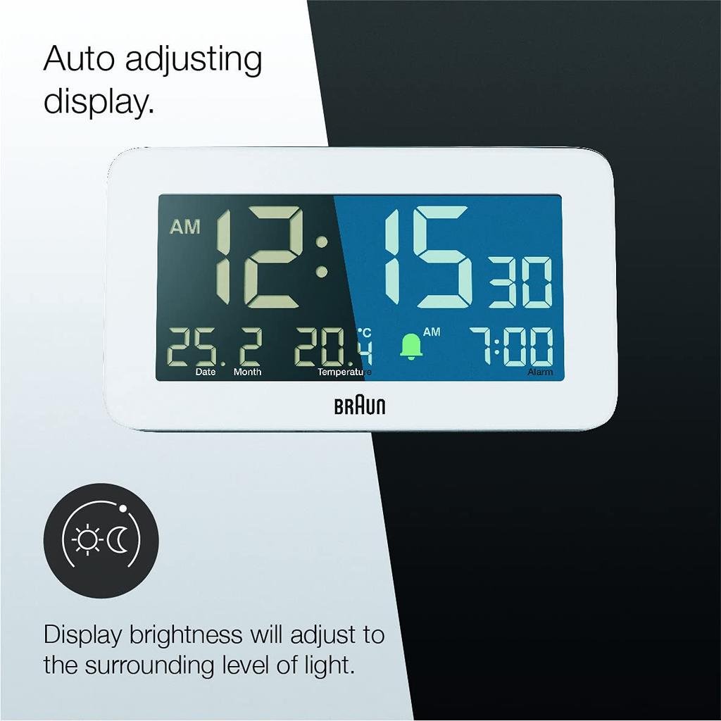 Bordklokke Digital vekkerklokke Hvit BC10W Digital Alarm Bordklokke Hvit Ekte importert produkt BRAUN/Brun