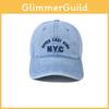 Embroidered Letter Nyc Denim Cap With Curved Brim And Windproof For Use Outdoor