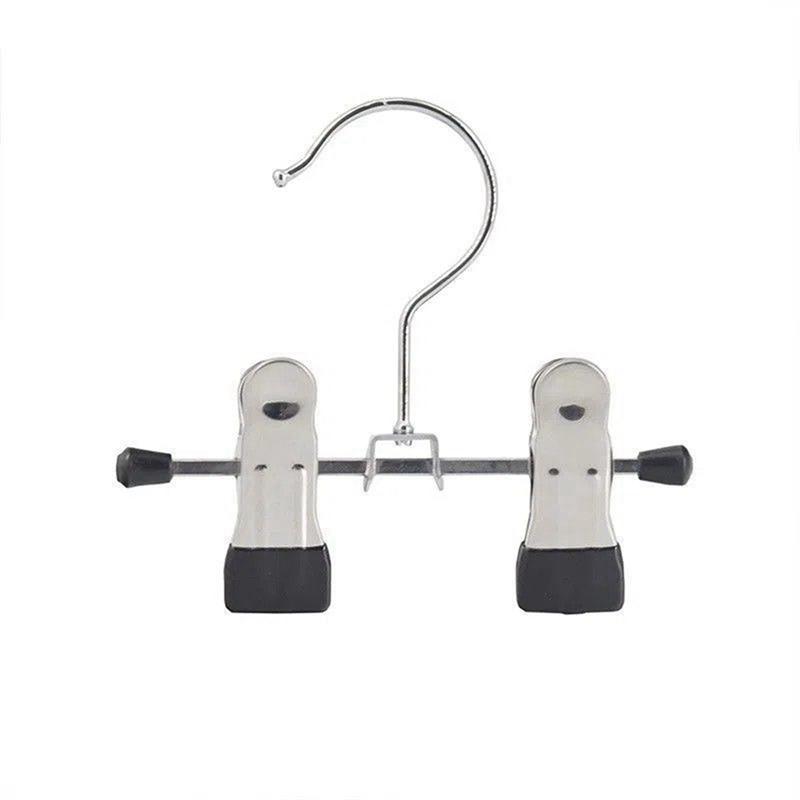 12 PCS Adjustable Shoe Rack Pants Folder Boot Hanger Holder Travel Laundry Hook Hanging Clip Portable Black & Silver
