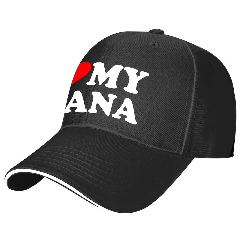 

I Love My Nana Heart Graphic Baseball Cap Polyester Casual Snapback Hat for Adults One Size