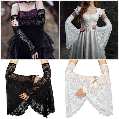Prodyšný návlek na paži Klasický gotický design Krajkové rukávy se zvoncovými manžetami pro Cosplay událost a Halloweenskou párty