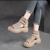 Foreign Trade Large Size Spring and Summer Muffin Thick Sole Heightening Sandals Women's Fashion Versatile Outer Wear Hollow Roman Cool Boots Women