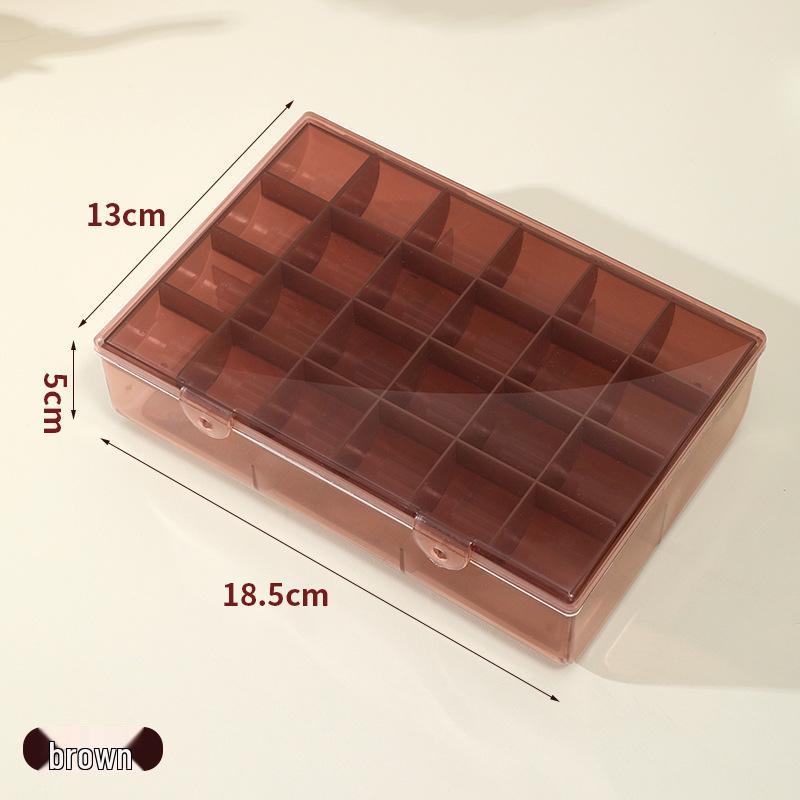 Portable Multi-Compartment Jewelry and Nail Art Storage Box with Necklace and Earring Display 24+6 Compartments коричневый