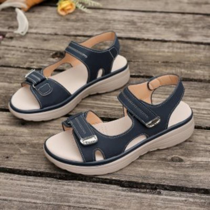 Sommer Mode Sandalen Damen Keilabsatz Sandalen Leichte Klettverschluss Schuhe Strandsandalen