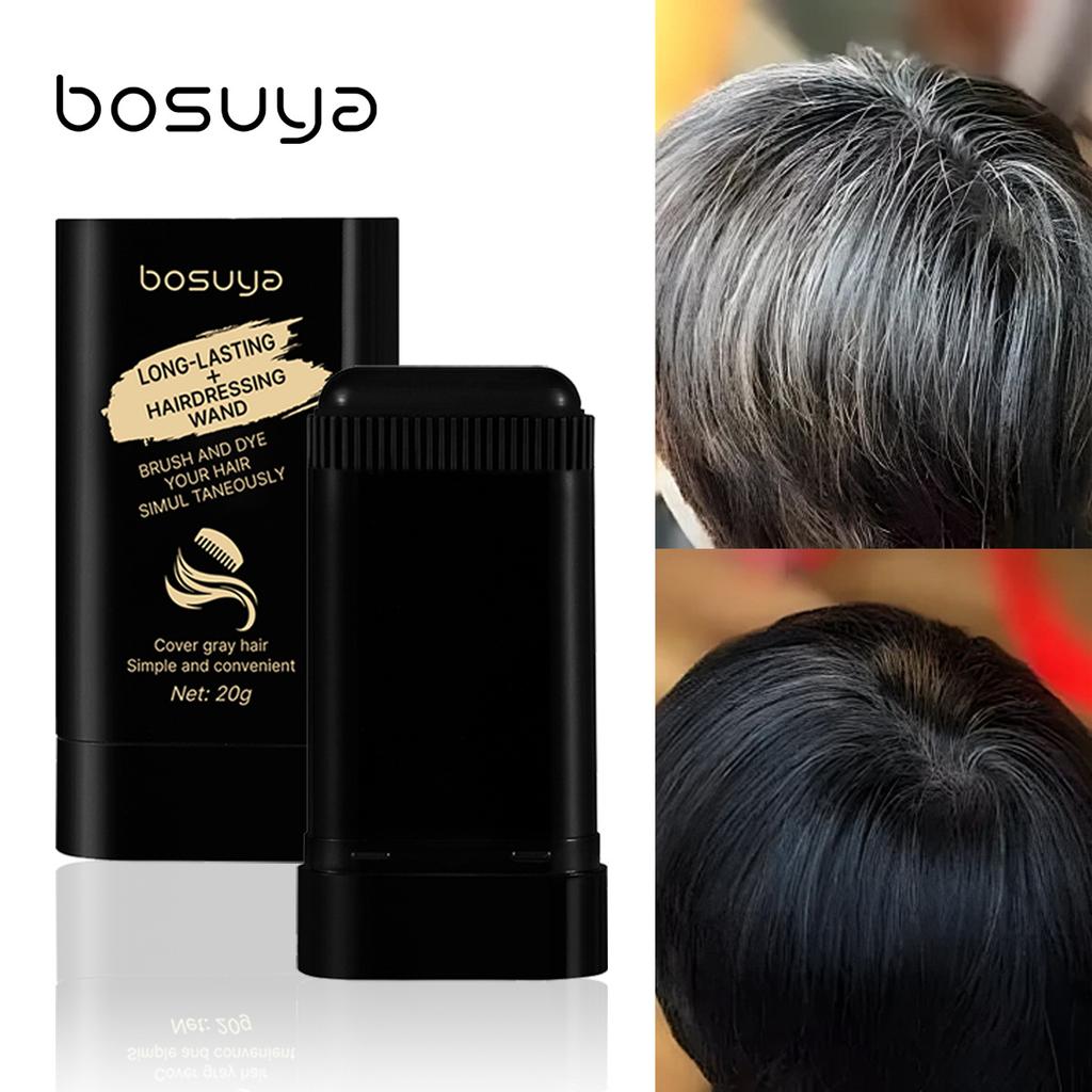 Bosuya Hair Color Stick, One Touch Gray Hair Coverage, Portable Black Hair Dye Cream Stick