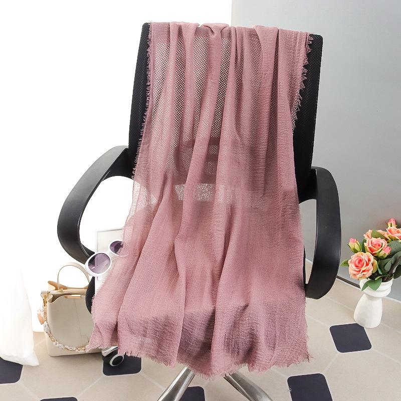 Sciarpa grande da donna in cotone e lino di colore puro: Foulard musulmano primaverile/estivo, telo mare, scialle con protezione solare