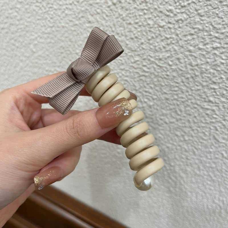 Elastische Telefondraht-Haargummis für Damen und Mädchen, einfarbige Haarbänder, Spiralspule, Gummiband, Pferdeschwanz, Kopfseil, Haar-Accessoires