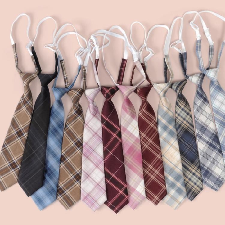 Lazy JK Ties Plaid Uniform School Student Necktie for Boy Girl Cosplay Neckwear