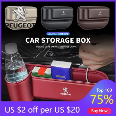 2026 Hot Car Sticker Car Seat Gap Storage Box Console Filler Stowing Tidying Case For Peugeot 206 208 306 307 308 407 408 508 20
