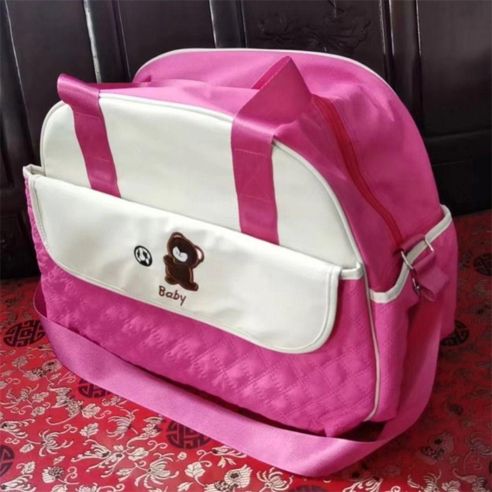 Bear Pattern Cartoon Mommy Bag Large Capacity Portable Diaper Bag Mommy Crossbody Bag Daily Use