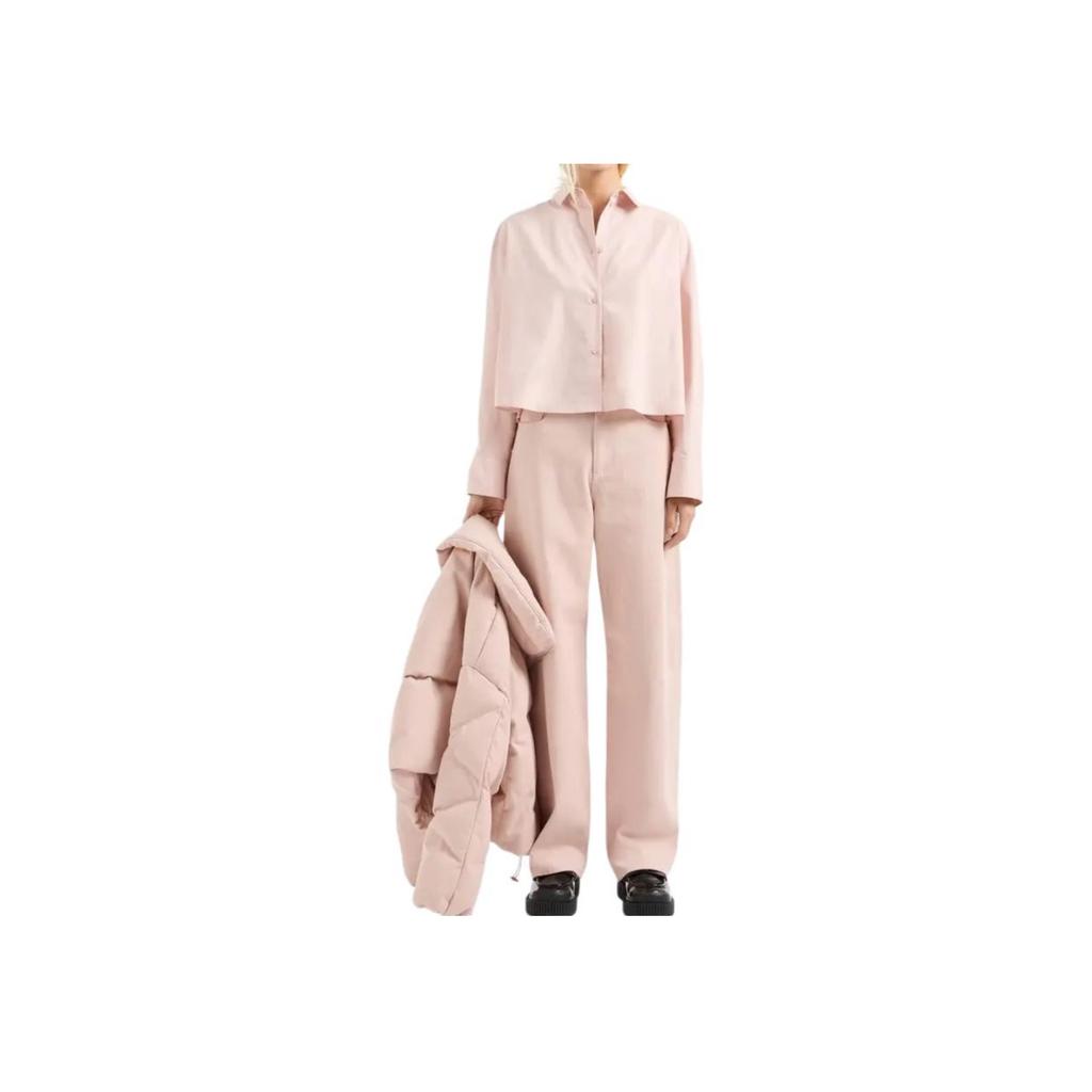 Armani Exchange Stand Collar Zipper Solid Color Long Sleeve Cotton Jacket Women Jackets Pink 6DYB10-Y19DZ-3424