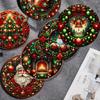 6 Sets of Christmas-Style Patterned Art Painted Wooden Anti-Slip Coasters, Suitable for Decoration of Living Room Kitchenware