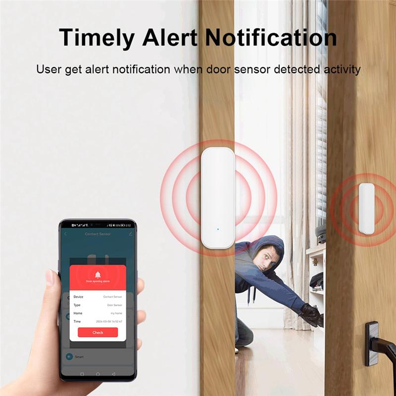ABSE-Smart Magnetic Door Sensor Zigbee Door Sensor For Home Security Wireless Contact Sensor Programmable With Smart Life белый