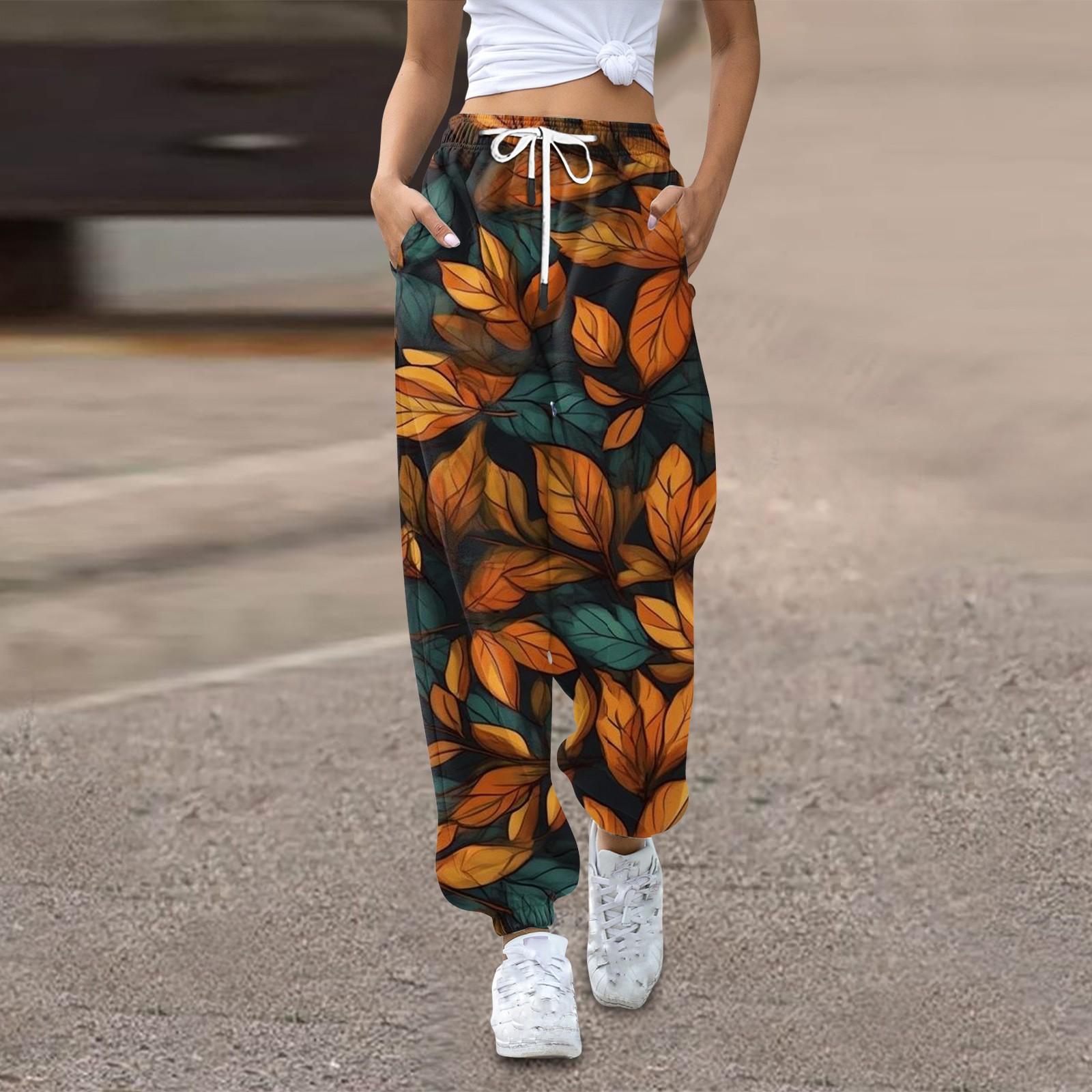 

Женские спортивные штаны, мешковатые, с высокой талией, большие размеры, спортивные штаны с карманами, напечатанные брюки, брюки для женщин XL шафрановый