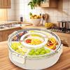 Divided Rotating Serving Tray with Lid and Handle Portable Snackle Box for Fruits Snacks Veggie Charcuterie Clear Snack Spinne