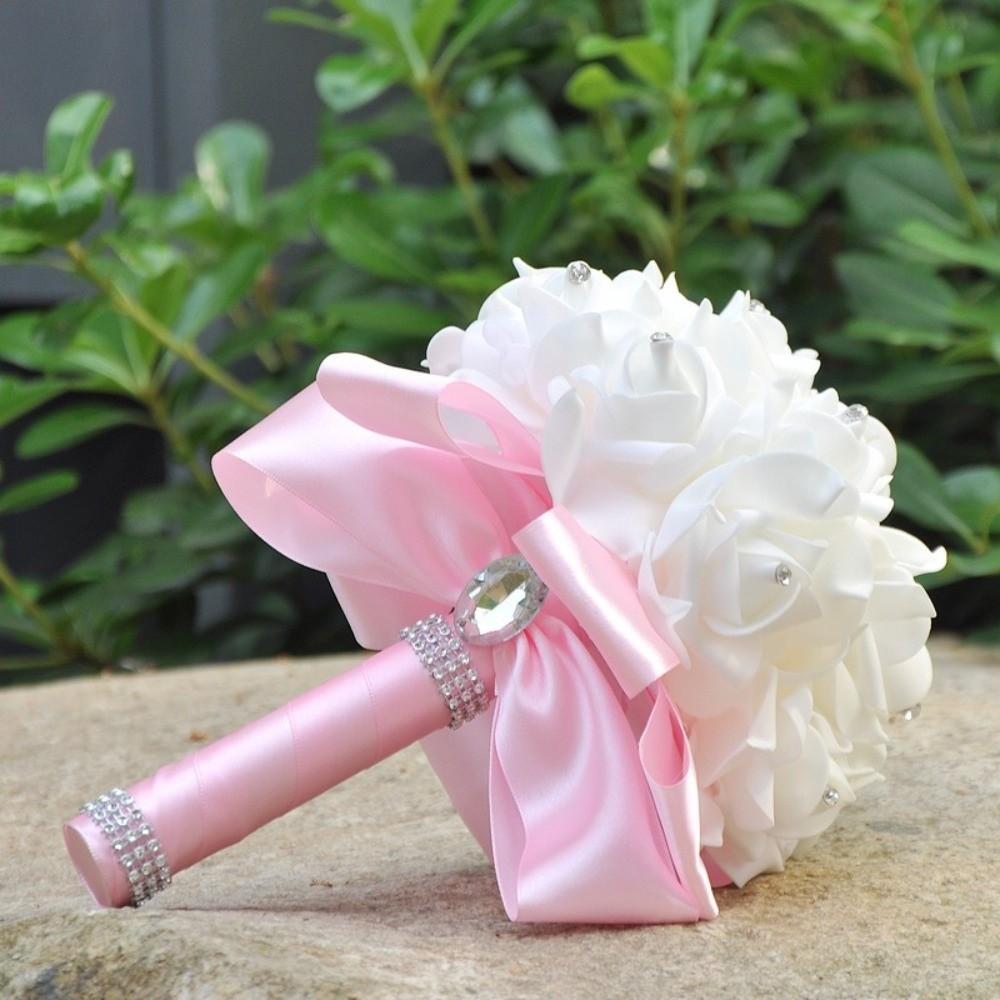 Romantic Bridal Wedding Bouquet Satin Artificial Rose Flower Rose Flower Bouquet  Bridal Wedding