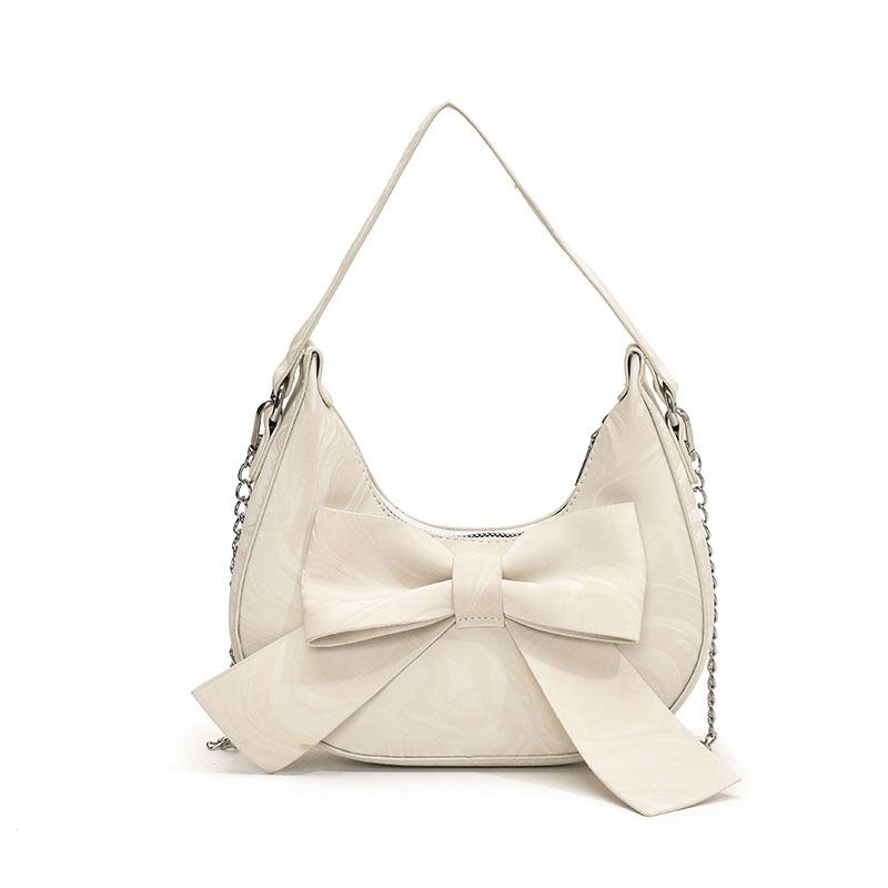 

Bow Decoration Women Shoulder Handbag Crossbody Bags Pu Material Multicolour білий