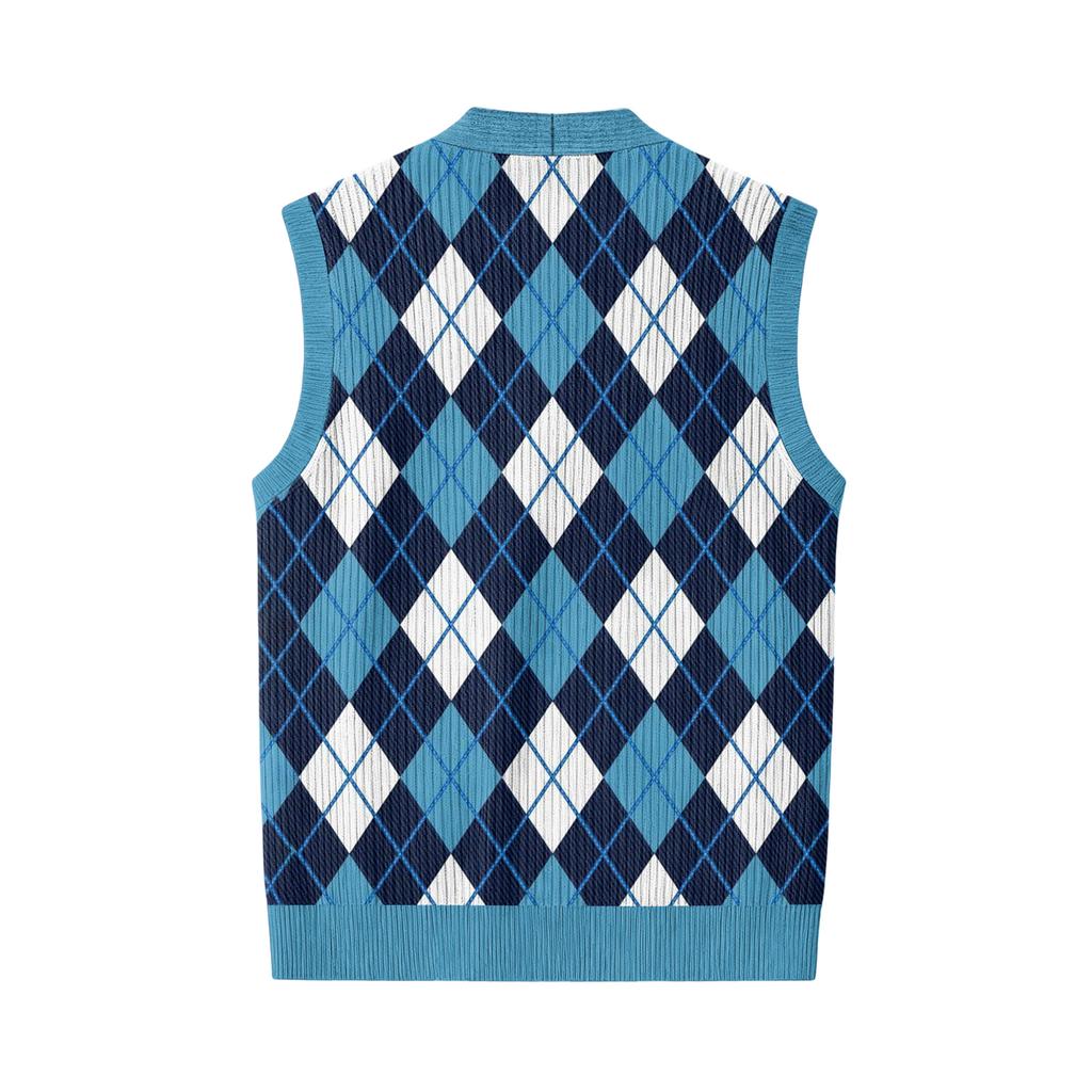 Men's V-Neck Sleeveless Knit Cardigan Vest